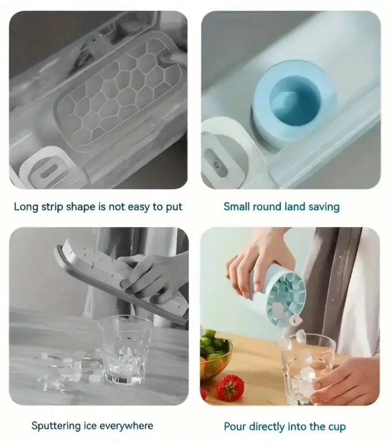 1 pc Quick-Freezing Silicone Ice Mold, Easy Release, Makes 60 Ice Cubes, Blue