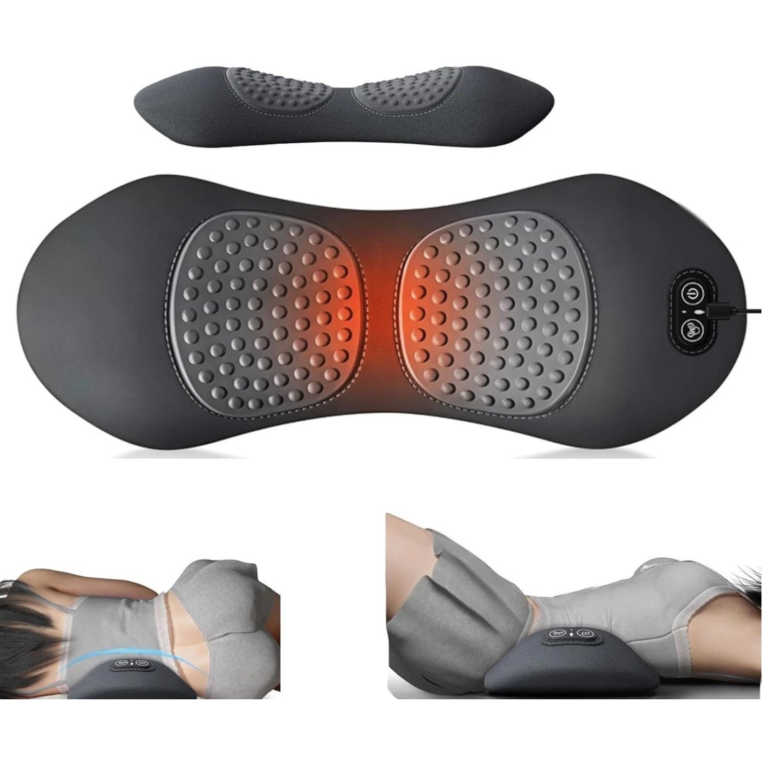 3 In 1 Electric Lumbar Support Pillow Smooth Spine Triple Fusion Back Massager