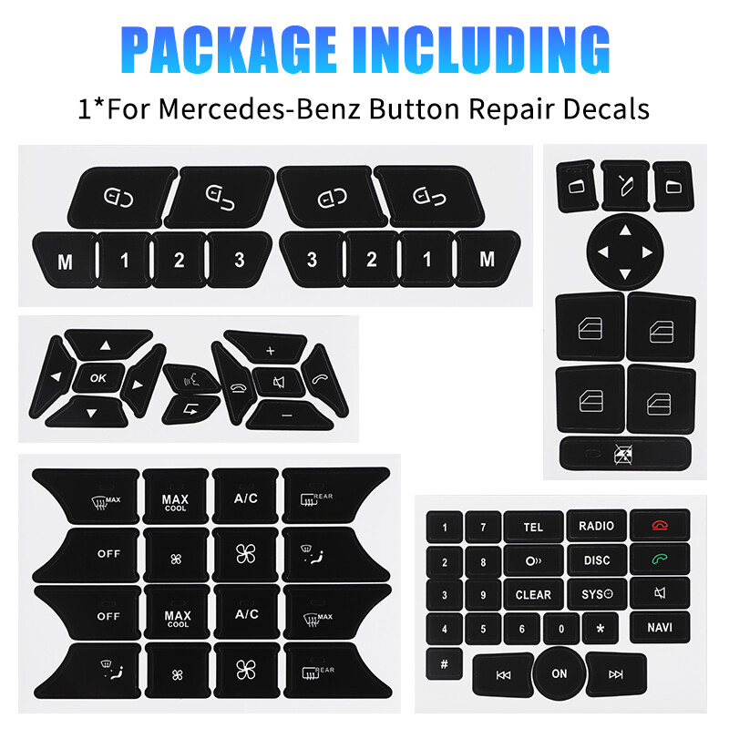 Button Repair Kit Window Switch Sticker For Mercedes Benz A B ML350 E350 2010-14