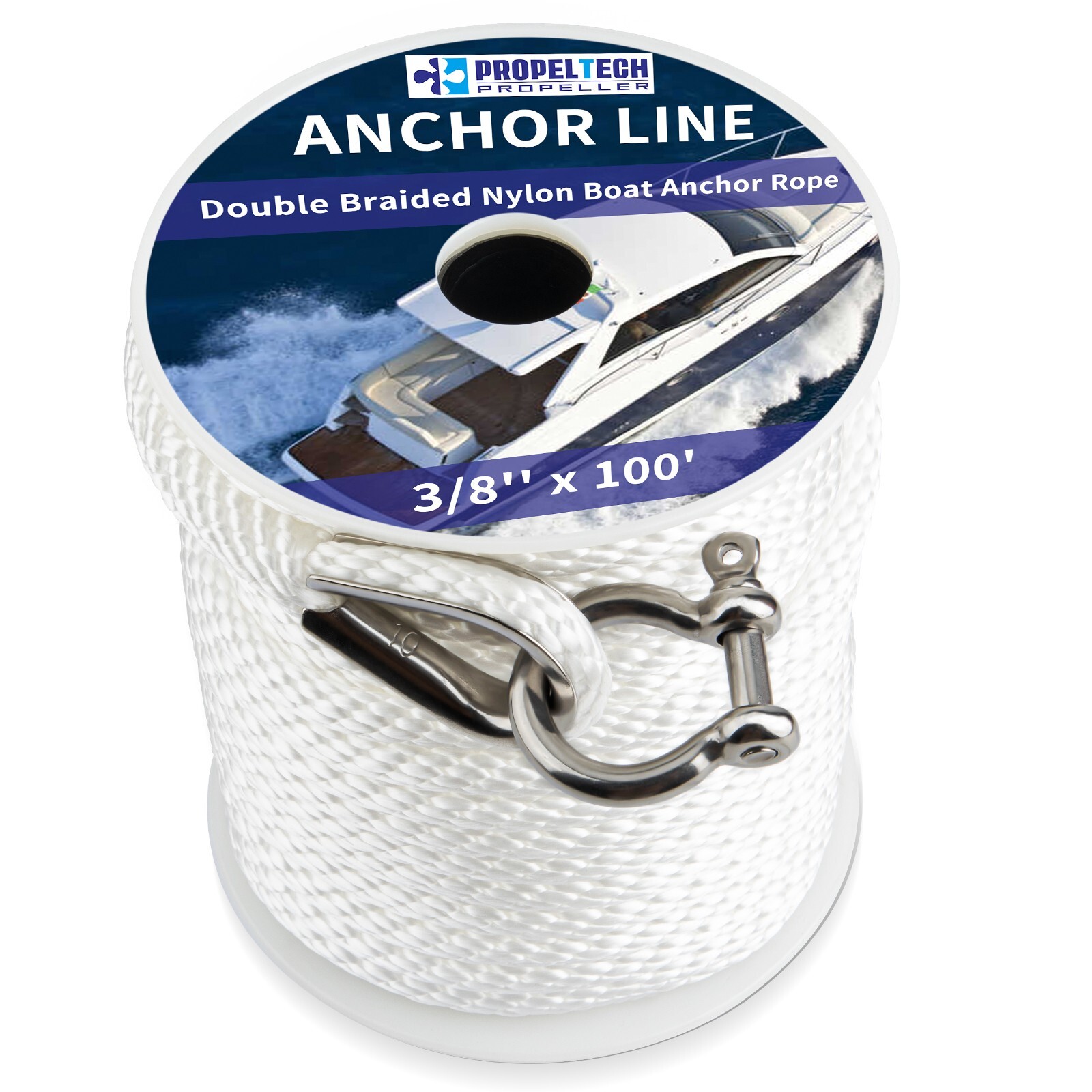 Anchor Rope Braided Anchor Line 3/8Inch 100 FT Premium Solid Braid MFP Boat Rop