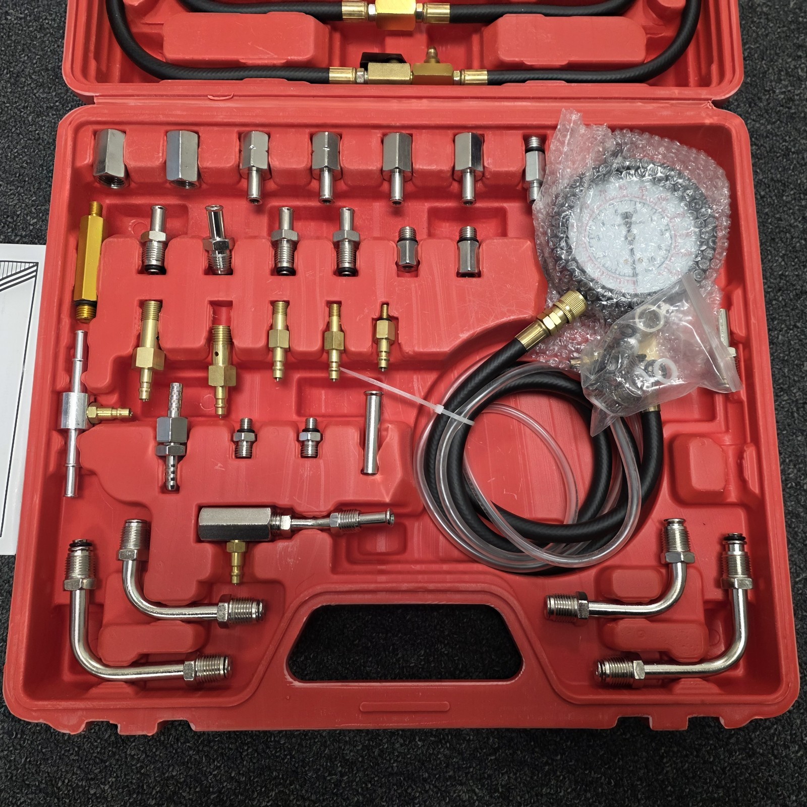 Fuel Injection Pressure Tester 3-1/2" Dual Gauge Kit Readings 0~10bar 0~140 psi