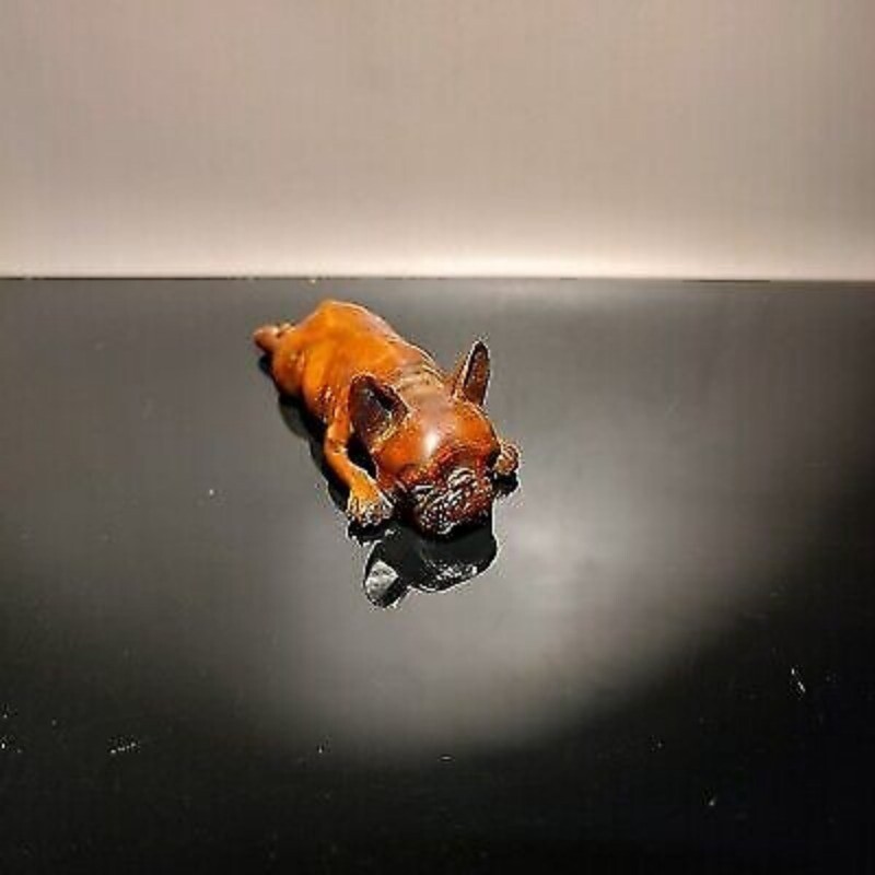 Vintage Wood Carved Wooden Sculptures Statue Gift Mini To Be Naughty Mangy Dogs