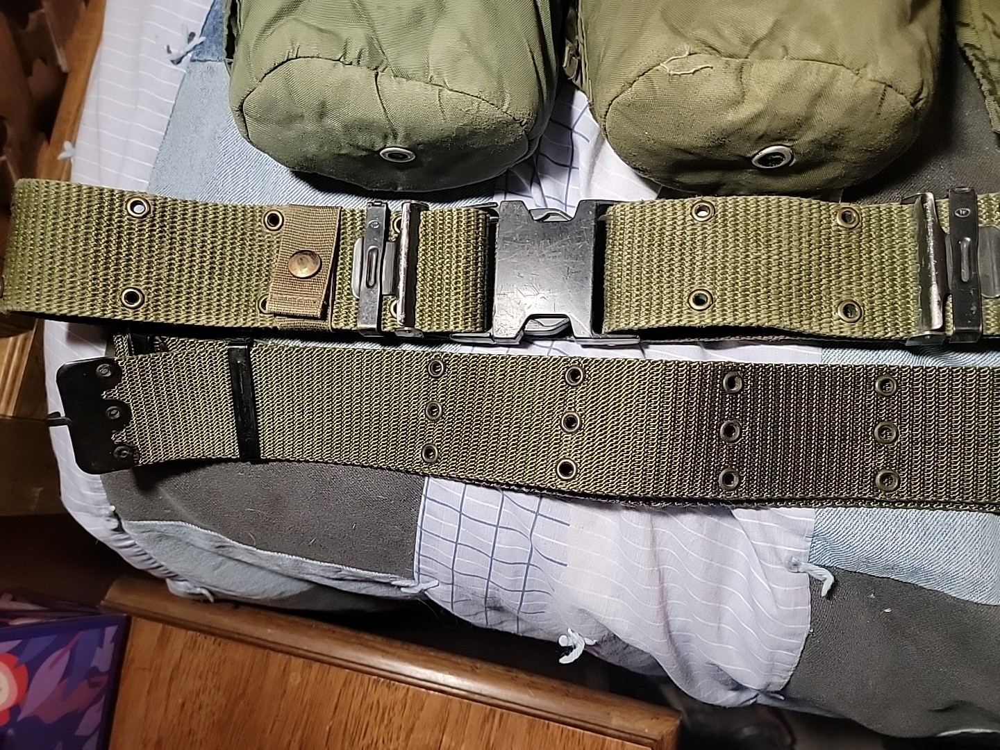 USGI LG Army Web PISTOL BELT & Army Y SUSPENDERS Set LBE ALICE+2 canteen+Pouches