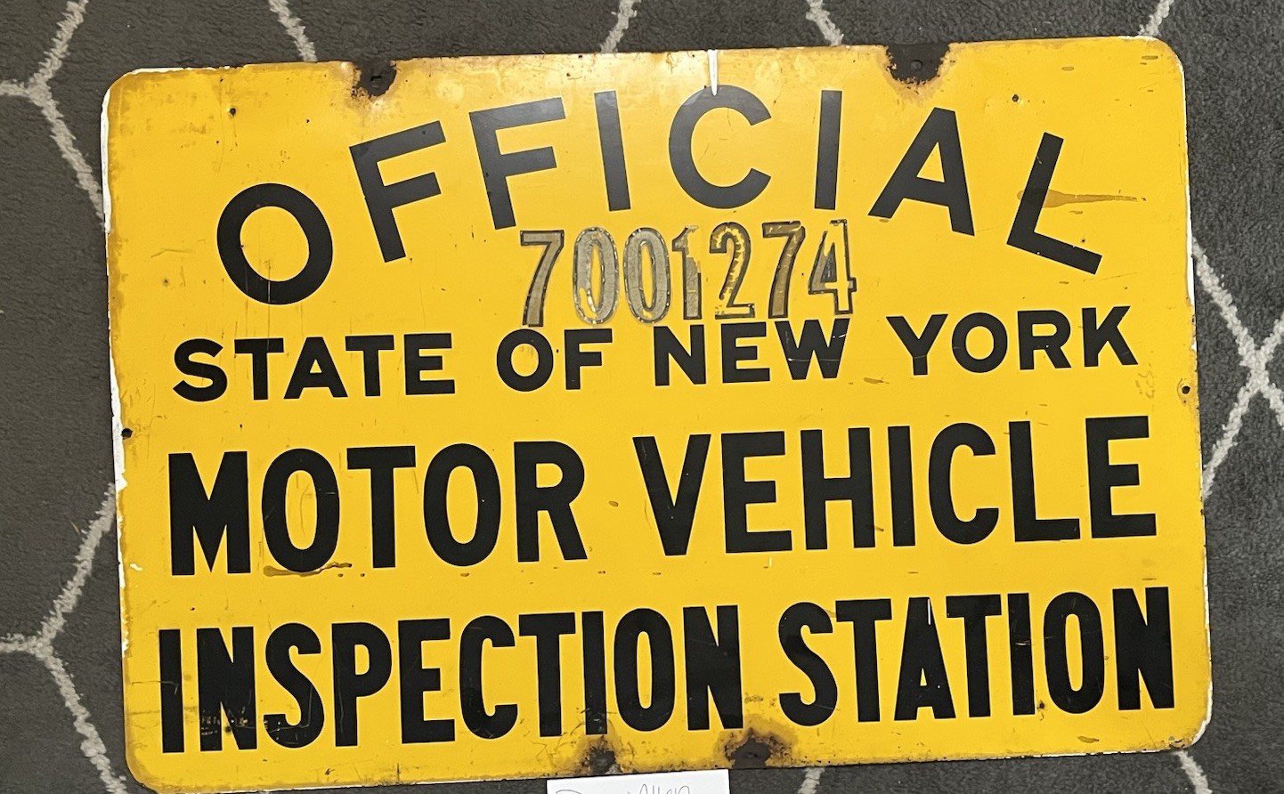 Real New York State Motor Inspection Sign Double Sided “36x24” Gas Oil Garage