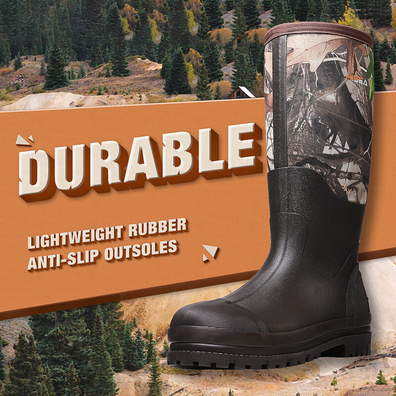 HISEA Men's Rain & Snow Boots Neoprene Rubber Insulated Muck Chore Working Boots