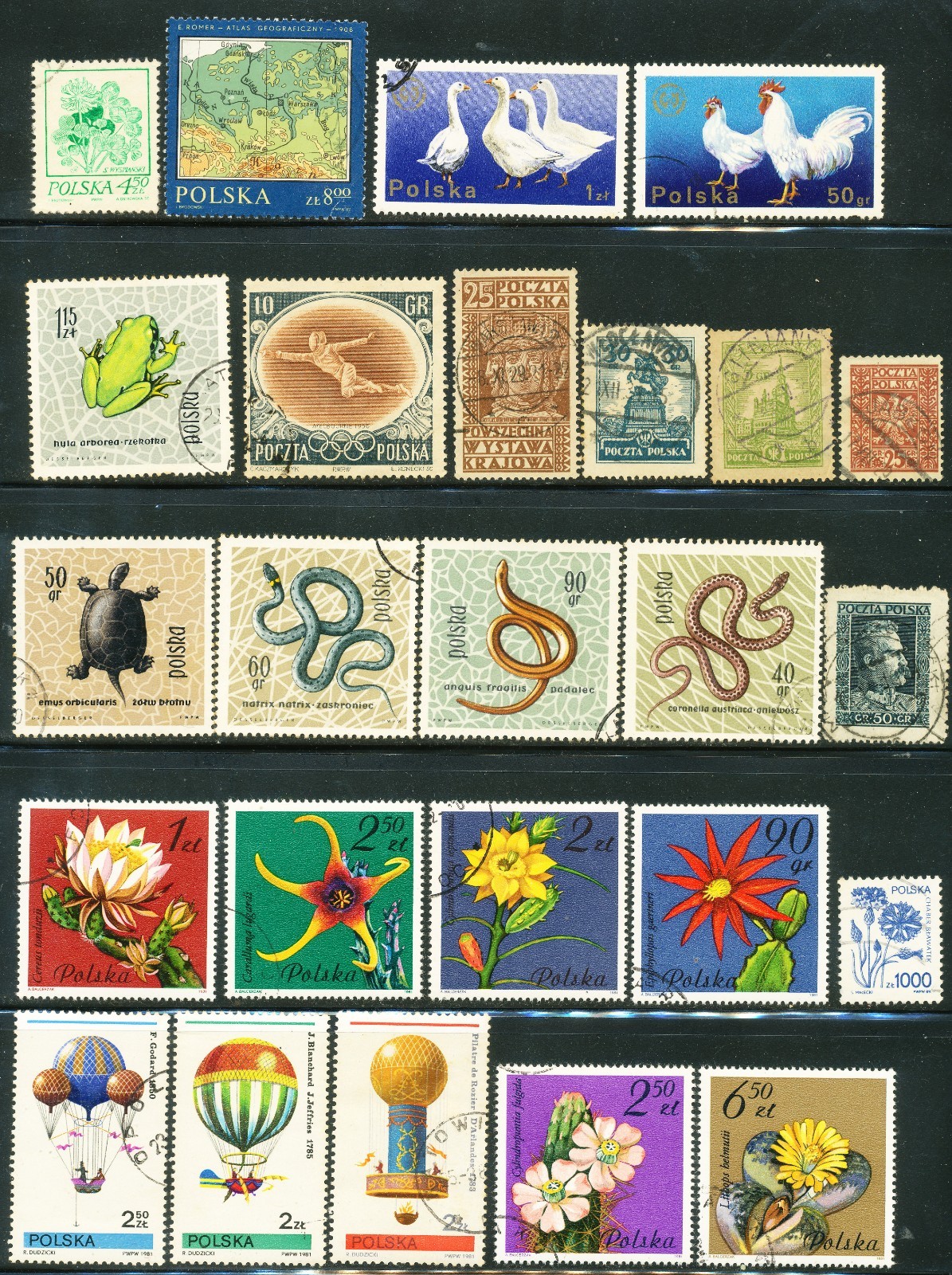 Poland Stamps unsorted lot of 54 used postage various years