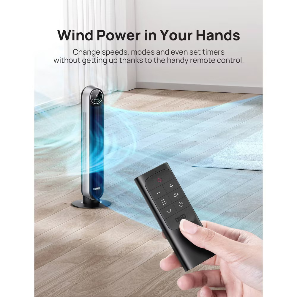 Dreo Nomad 36" Quiet Bladeless Tower Fan Black/Silver