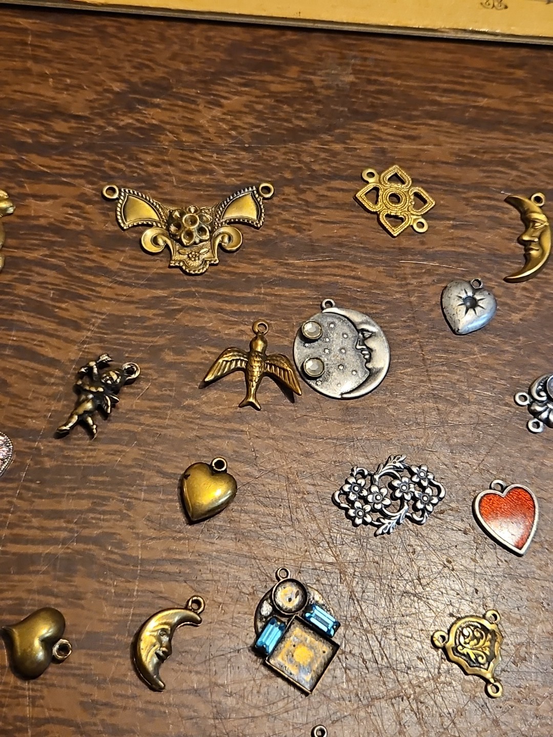 Lot Of 50 Mixed Parts Pcs France Vintage 60s Brass Stampings Findings Jewelry 20