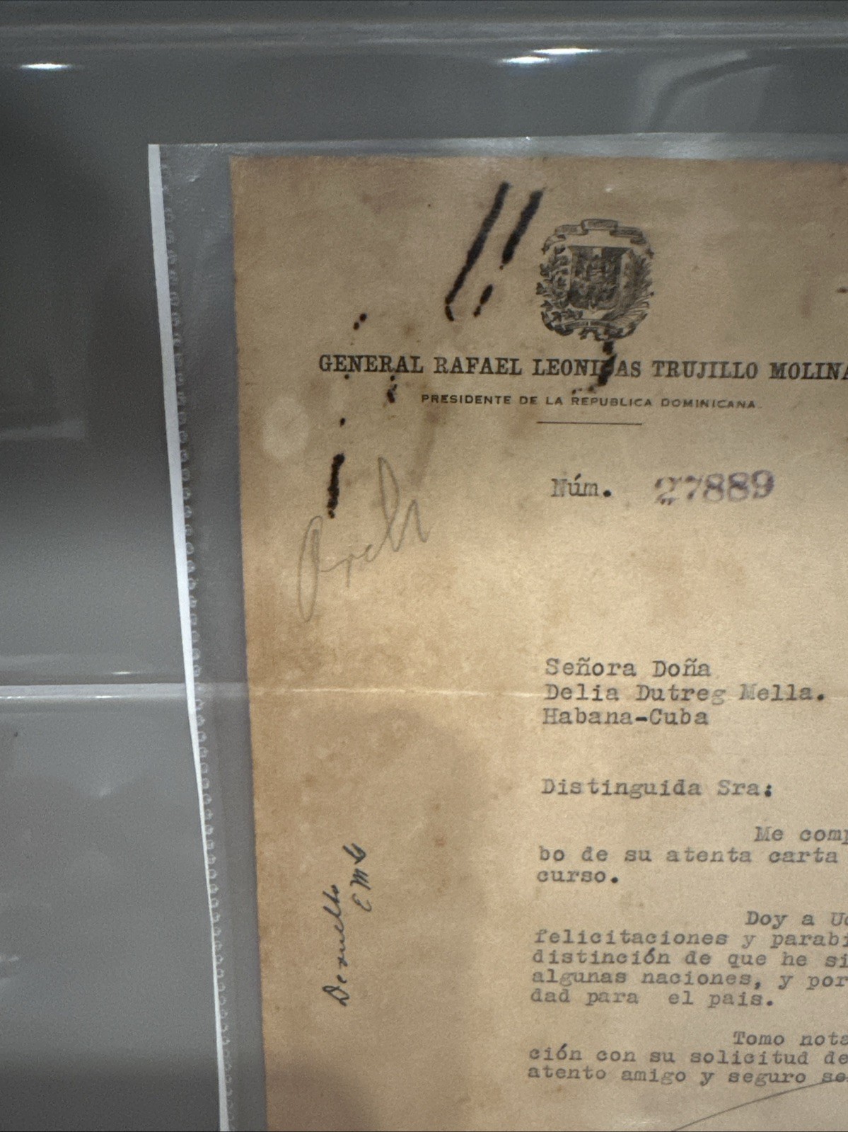 1931 Signed Document Rafael L Trujillo ( Paper 📝 Has Emblem) Beautiful.