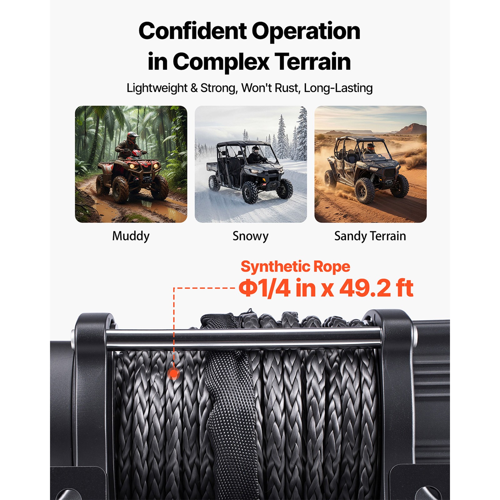 Uimoso 6000 lbs Electric Winch 12V with Synthetic Rope & Wireless Remote Control