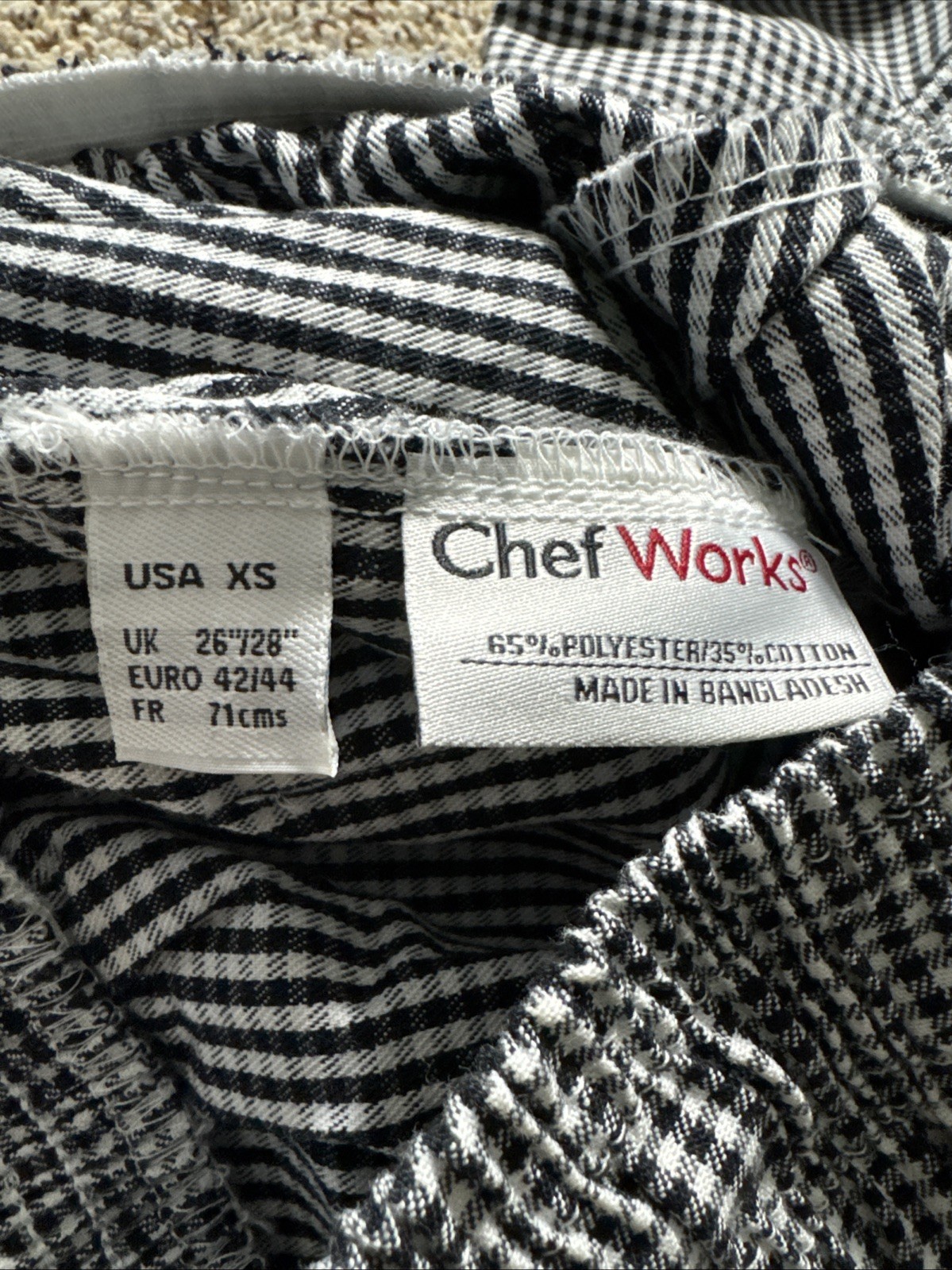 Unisex Black & White Checkered Drawstring Chef Works Kitchen Restaurant Pants XS