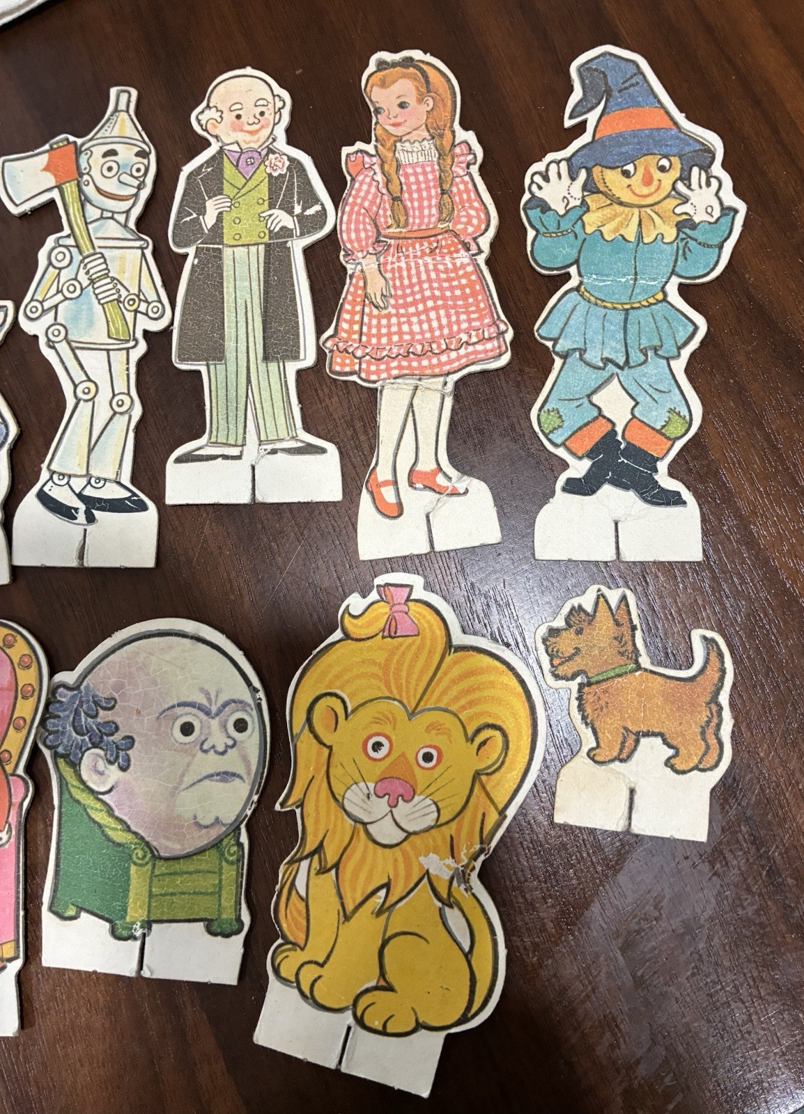Rare 1960s Wizard of Oz Die Cut Figures Dorothy Glinda Witch Lion Oz Tinman Toto