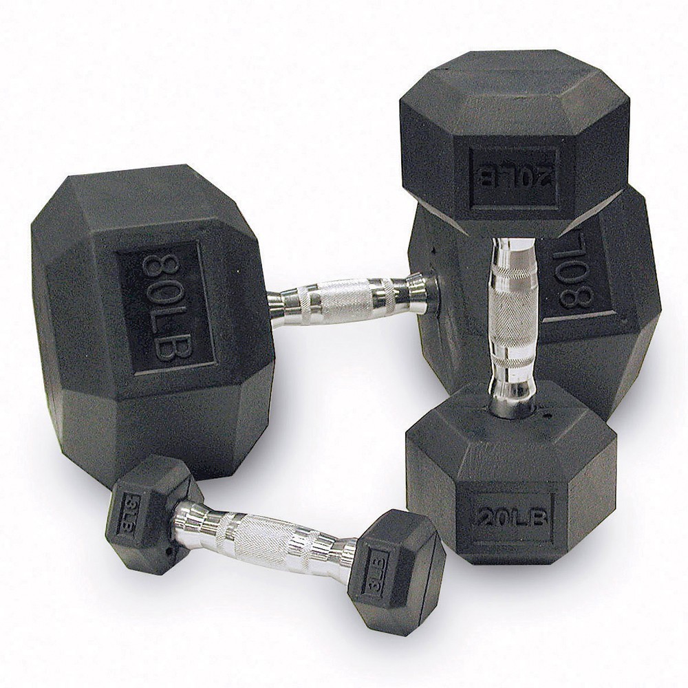 BODYSOLID 5 lb Pair Rubber Coated Hex Dumbbell, SOLD BY EA, FREE SHIPPING