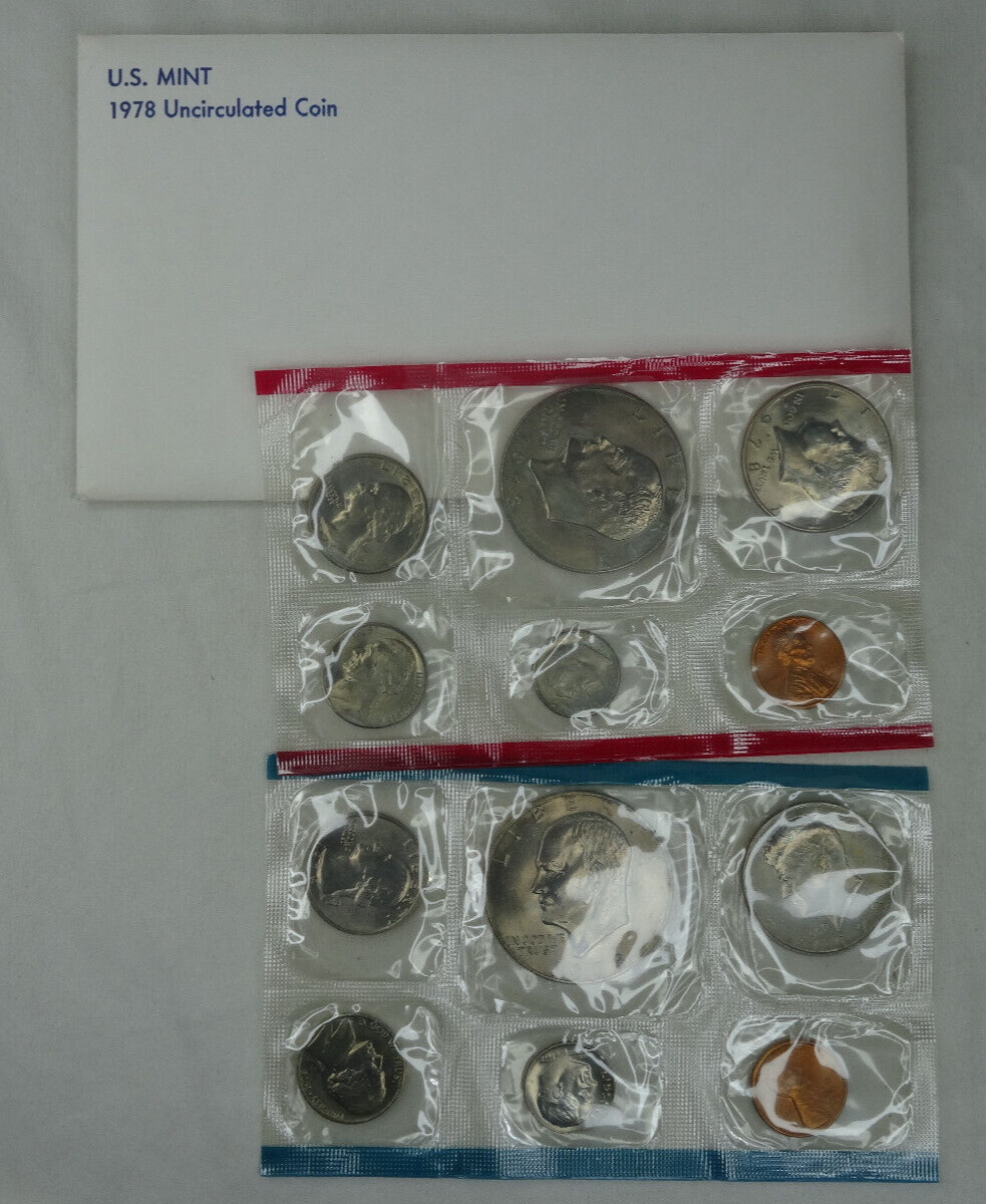 1970-1979 Lot of 10 US Mint P & D Sets Decade 118 Coins Original Mint Envelopes