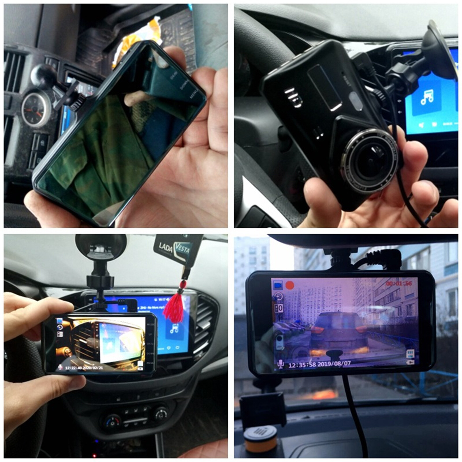 4" 1080P Screen Dash Cam Dual Lens Car DVR Recorder Front and Rear Camera