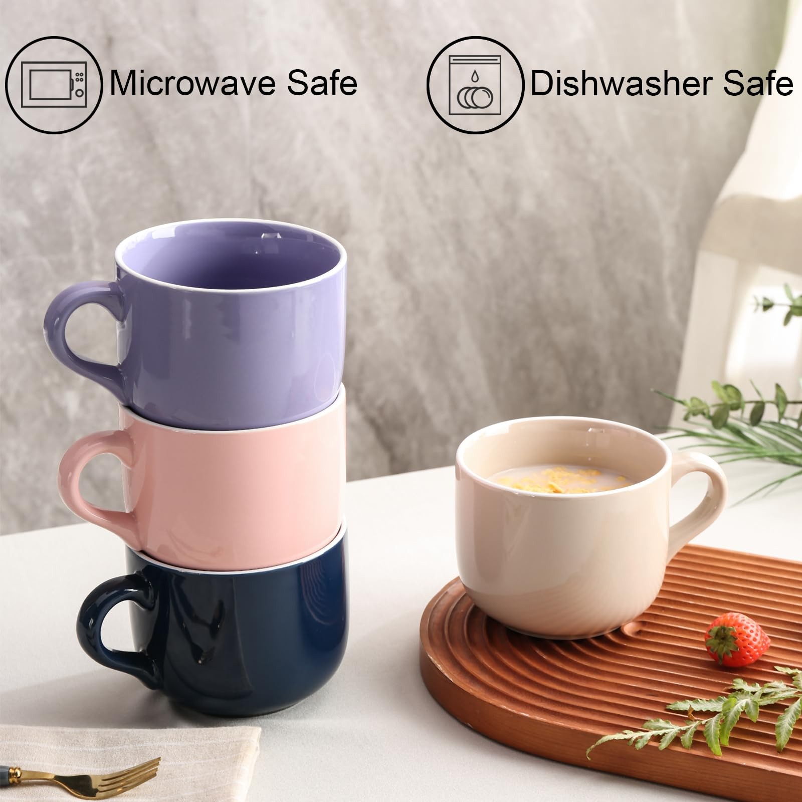 Soup Mugs with Handles Microwave Safe, 21 OZ Jumbo Ceramic Soup Mug, Soup Cup...