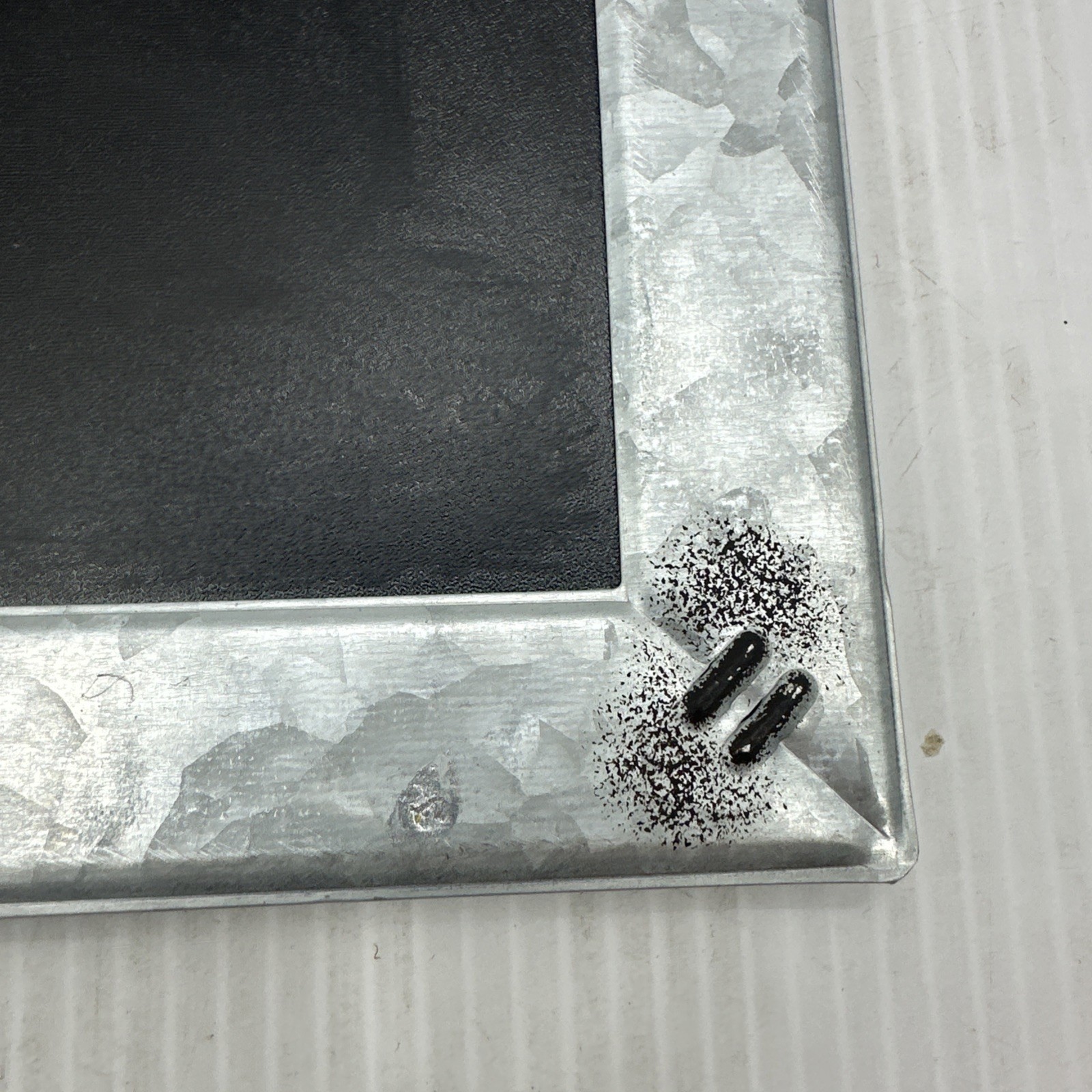 12”x8” Chalk Board with Galvanized Metal Frame With Rope Rectangle {1}