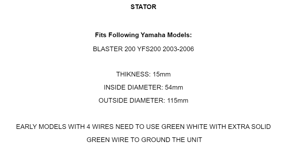 Stator for Yamaha Blaster 200 YFS200 2003 2004 2005 2006 / 5Vm-85560-00-00