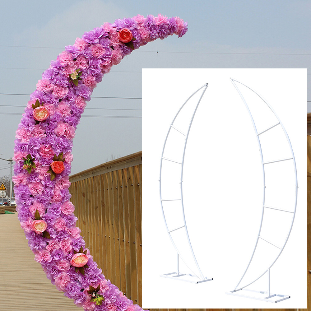 2 Piece Wedding Arch Crescent Moon Floral Stand Party Framework Stand Backdrop