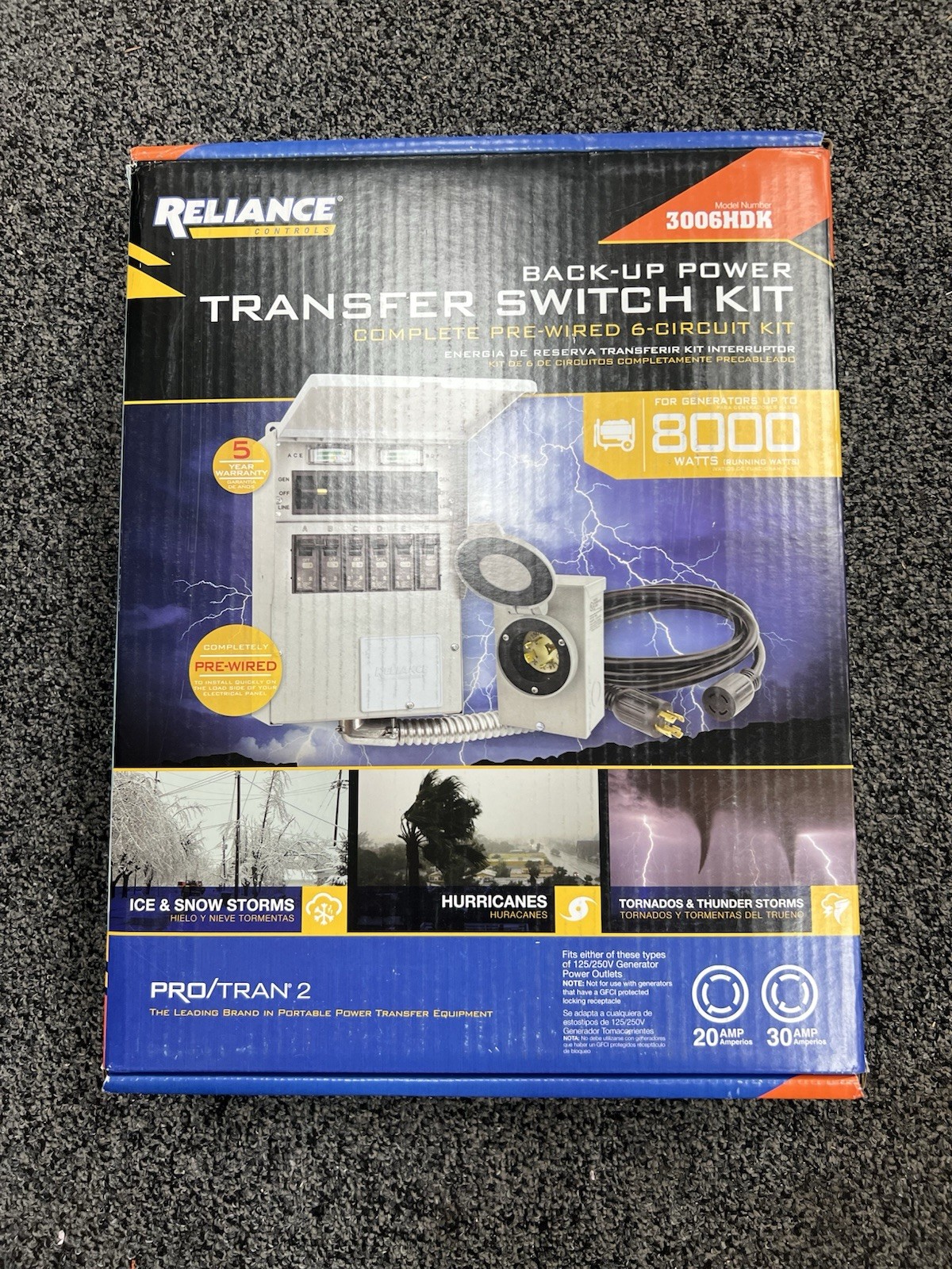 Reliance Controls Backup Power 8000 WATT Transfer Switch Kit 3006HDK - *NEW*