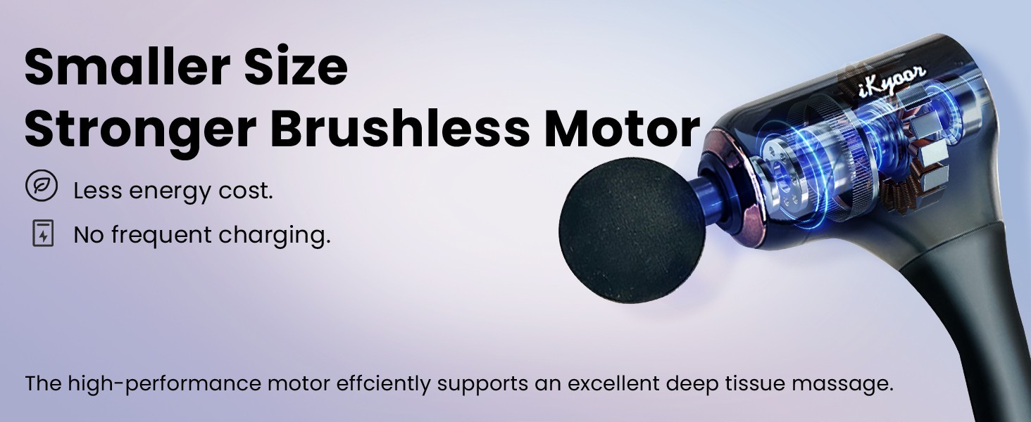 iKyoor Massage Gun Brushless Exended Handle Deep Tissue Electric Massage Hammer