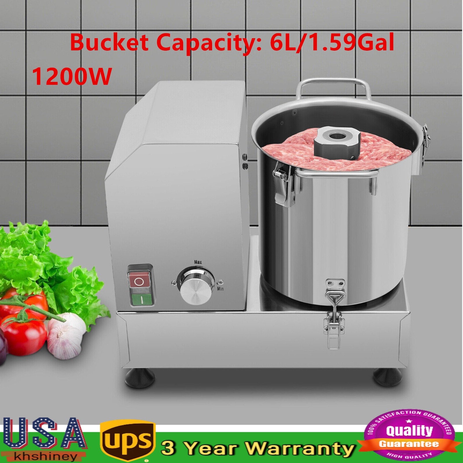 6L Commercial Food Processor Electric Vegetable Fruit Meat Cutter Food Chopper