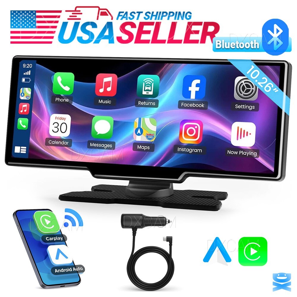 10.26" 2K Car Portable Wireless Apple CarPlay Android Auto Touch Screen Radio