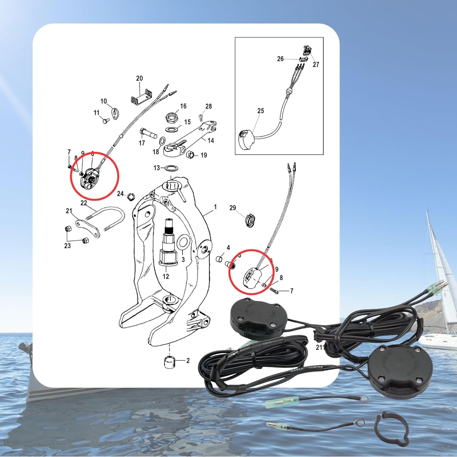 805320A03 Trim Sender Limit Switch Kit Sensors for Mercruiser Bravo 1 3 Outdrive
