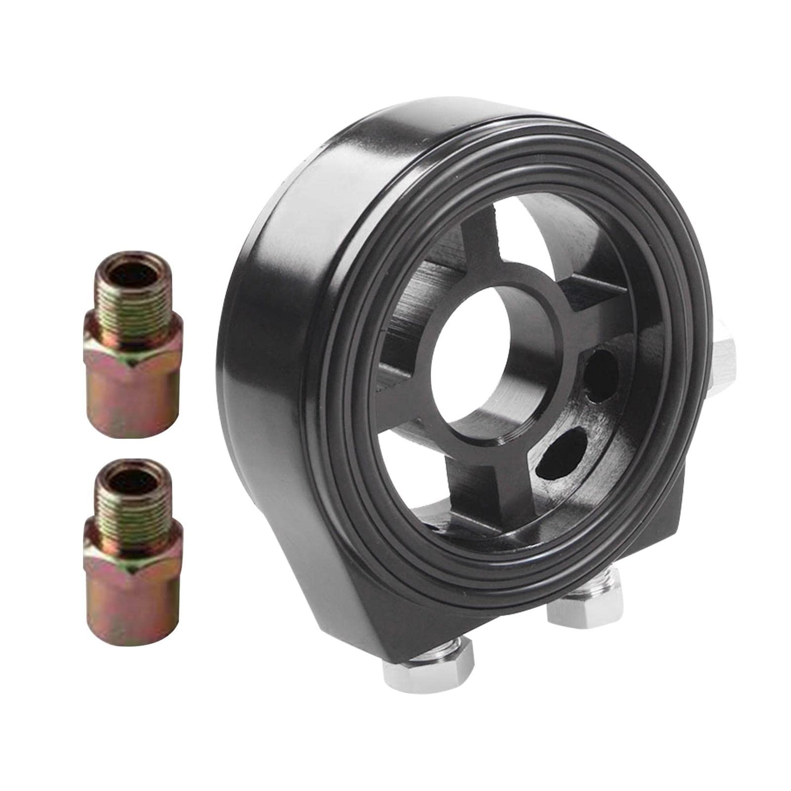 Oil Filter Sandwich Plate Thread Adapter, Universal Aluminum black