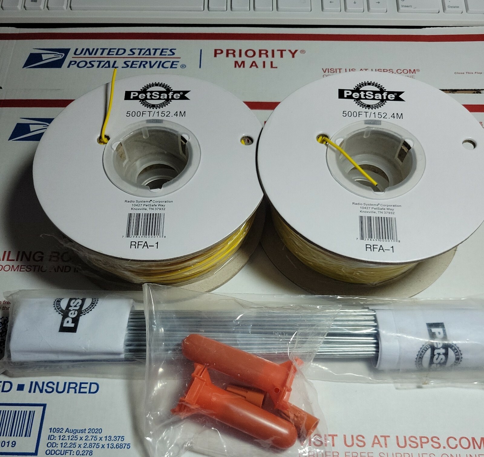 2x PetSafe In-Ground Wire SportDog Fence RFA-1 500' Spool 50 Steel Flags Spikes