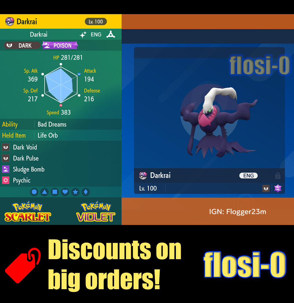 6IV Shiny Darkrai Pokemon Scarlet and Violet