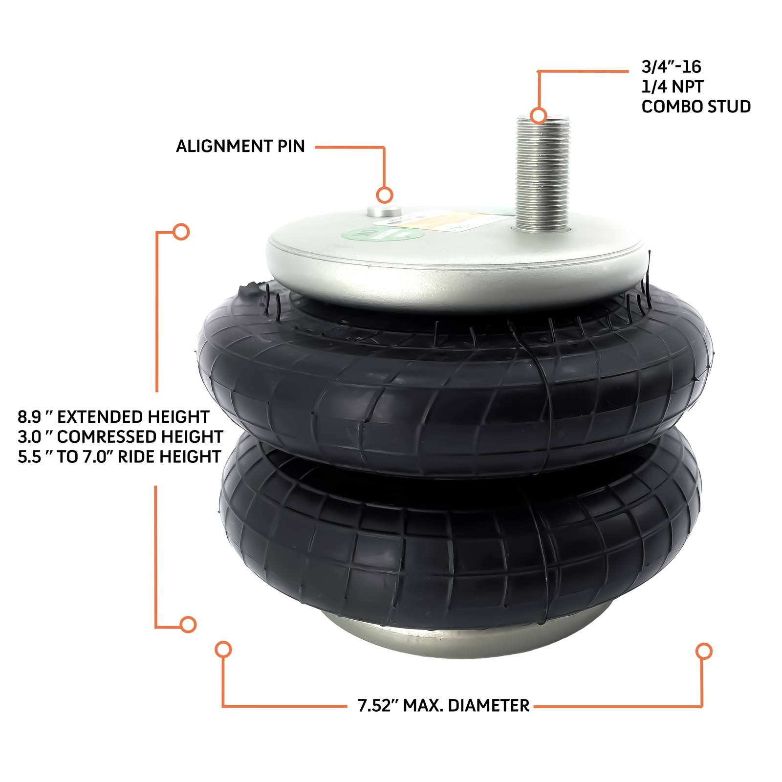 Pair of Air Spring Bag Replacement for Firestone 6401(fits Ride Rite 2299 2550)