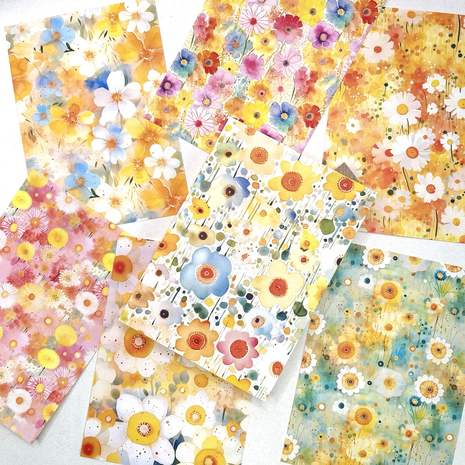 Colorful Spring Flower Paper Sheets Scrapbooking Junk Journals Collage