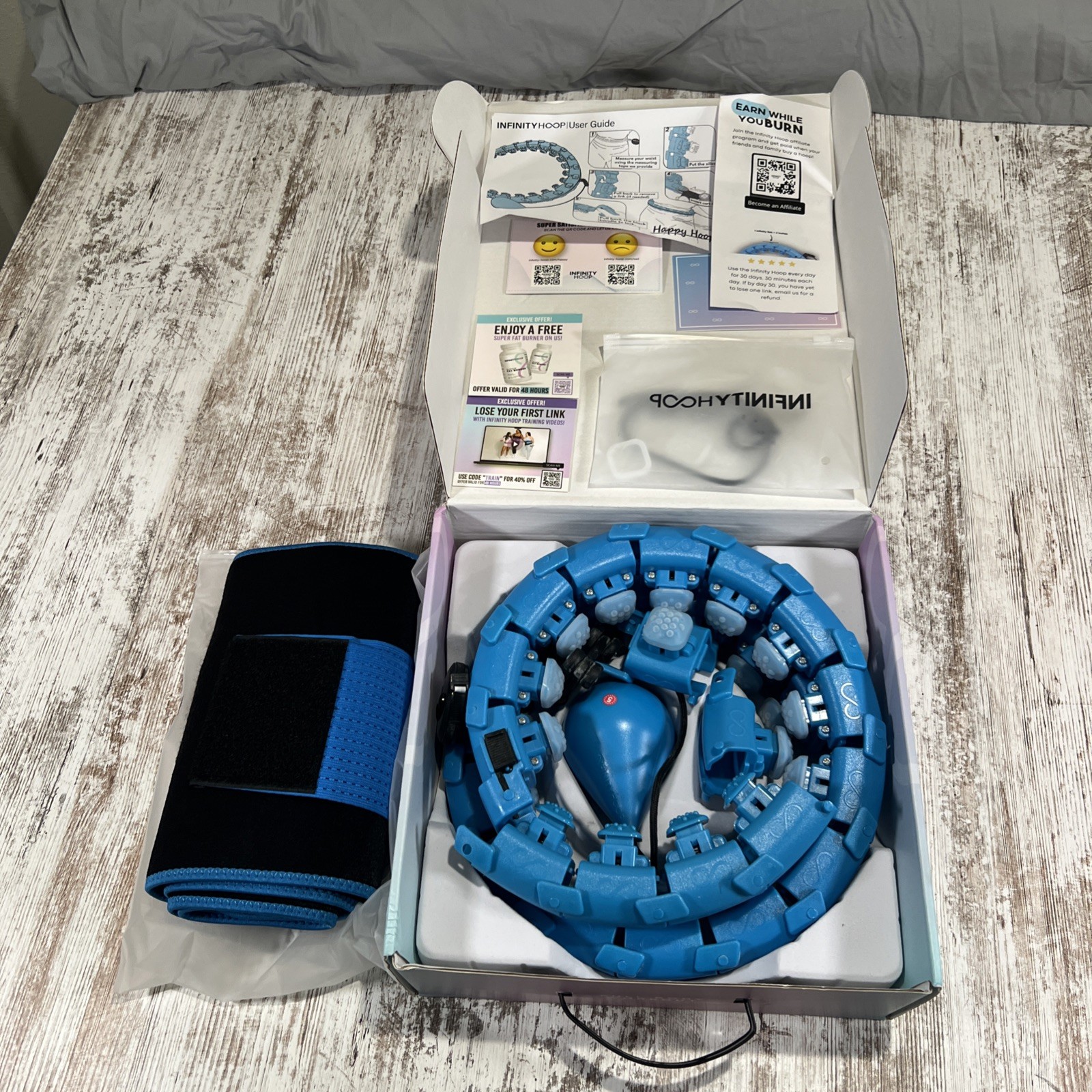 Genuine Infinity Hoop Weighted Hula Hoop Workout Device - With Sweat Belt