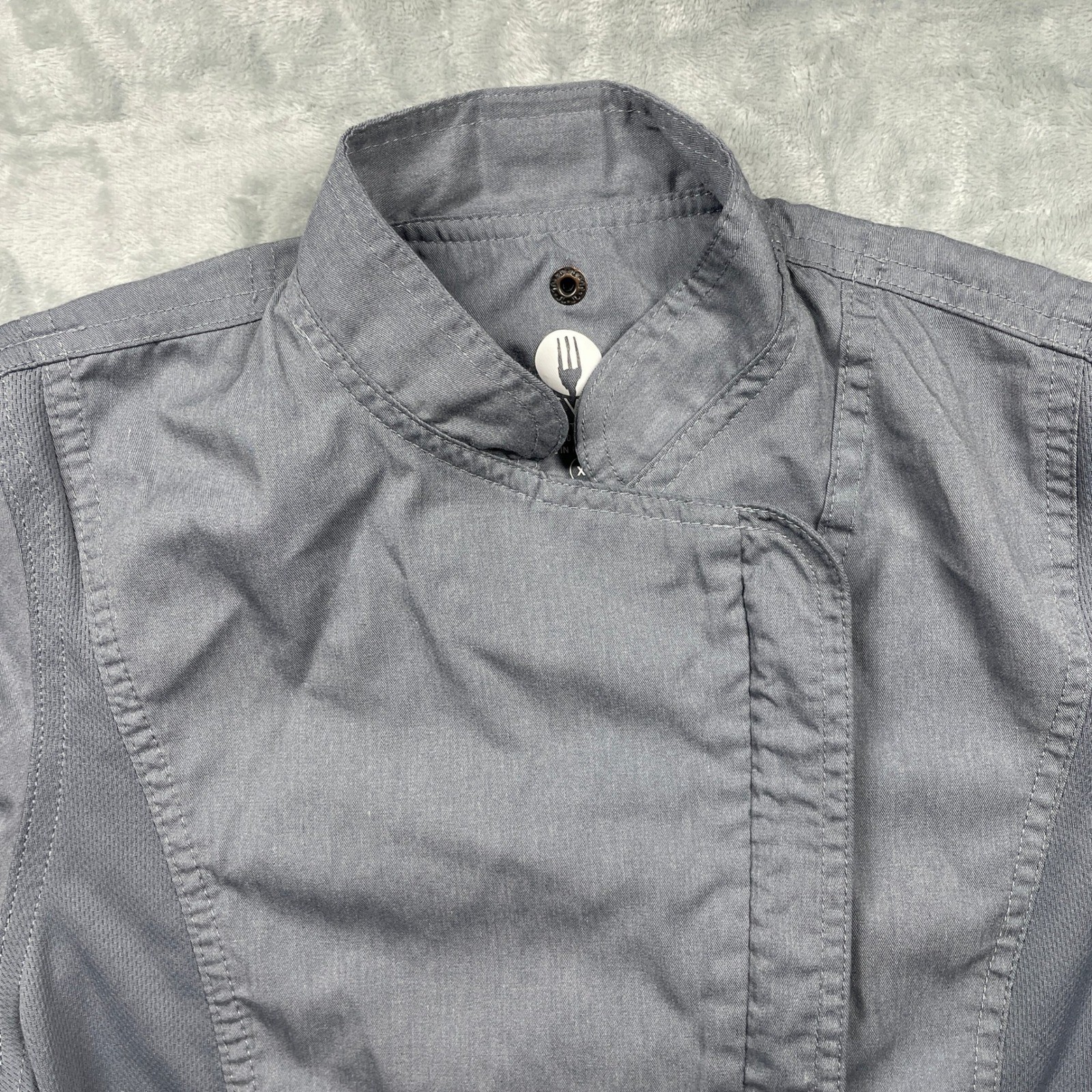 Two Chef Works Gray Chef Coat Kitchen Uniform Full Zip Long Sleeve Workwear Top