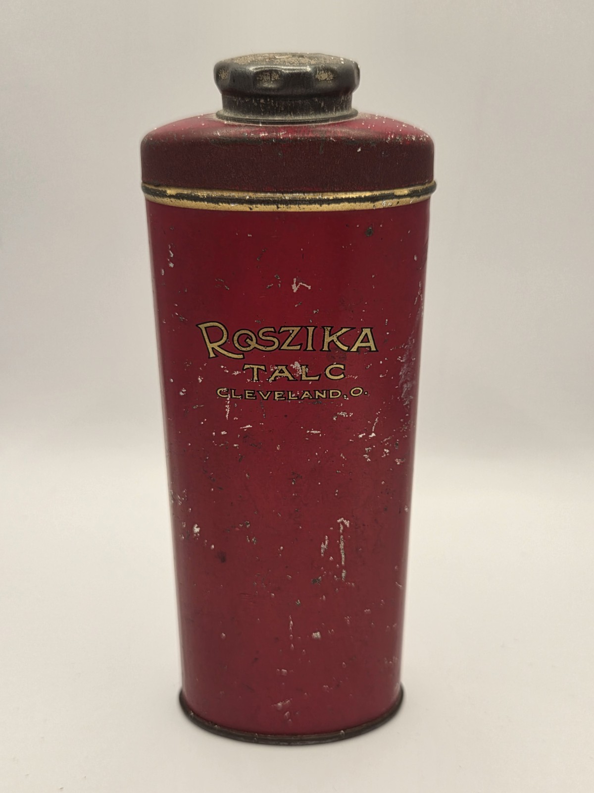 Vintage Roszika Talc Red Advertising Tin Cleveland Ohio- Smithsonian Collection