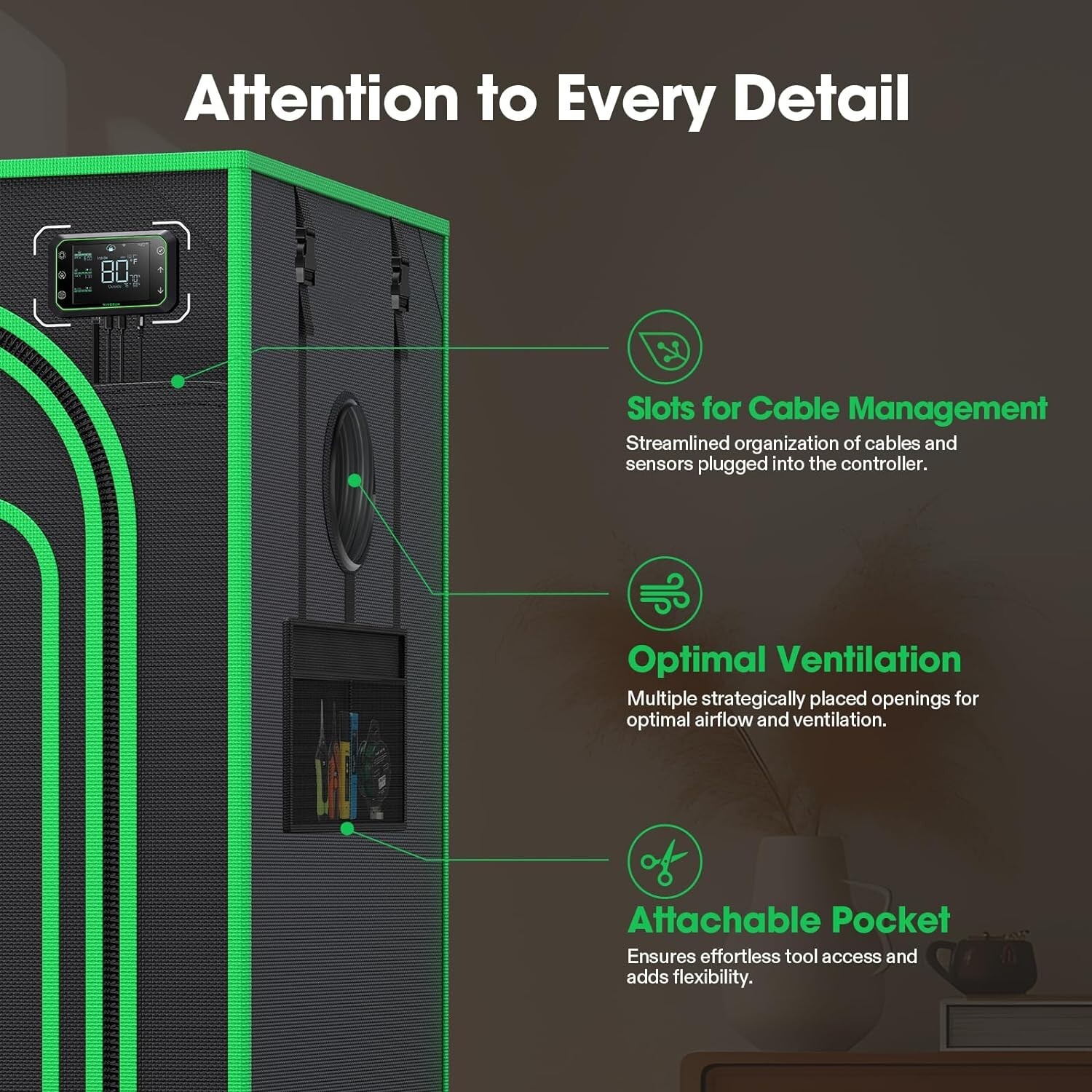 VIVOSUN P448 48"x48"x80" Advance Indoor Grow Tent Hydroponic 2000D 22mm Poles