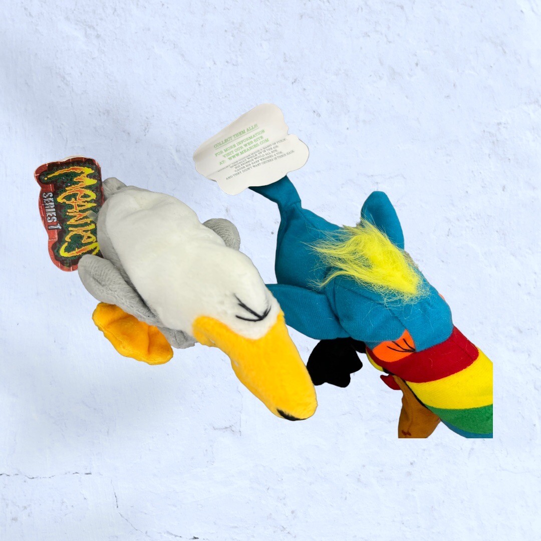 Meanies PETER GOTTA PEEGUL & HURLEY THE TOUCAN Plush Series 1 NWT