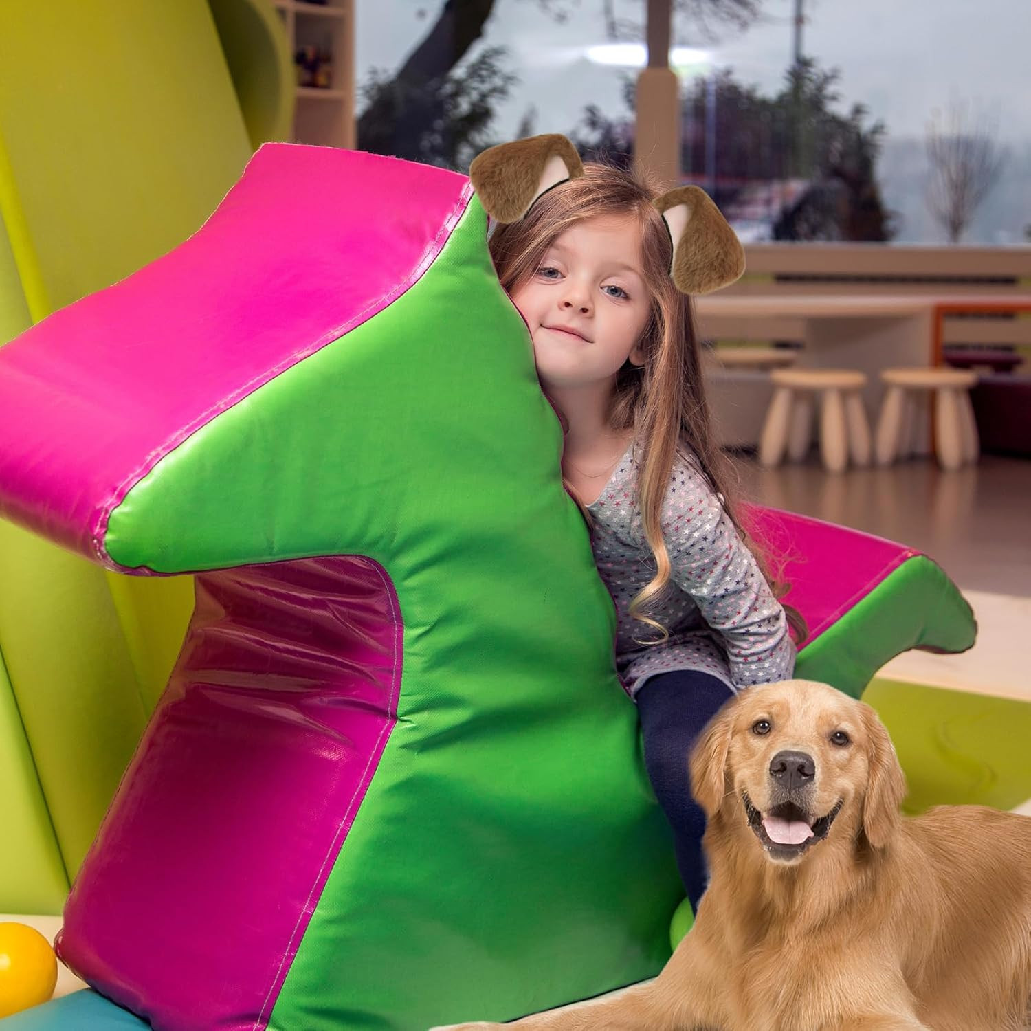 Dog Ears Golden Movable, Realistic Animals Ears Headband Brown, Fluffy Cat Bu...