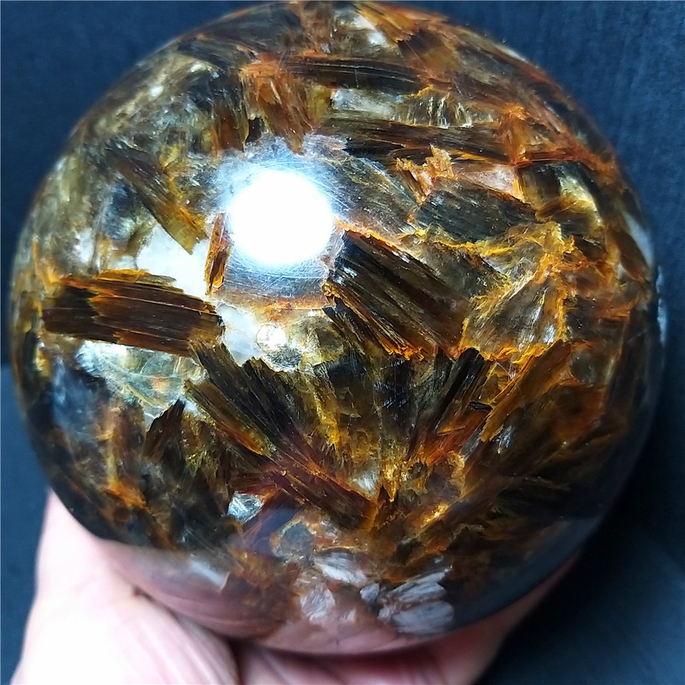 RARE 3200G Natural Brown Tourmaline Unicorn Gem Mica Symbiotic Stone Ball AC1013