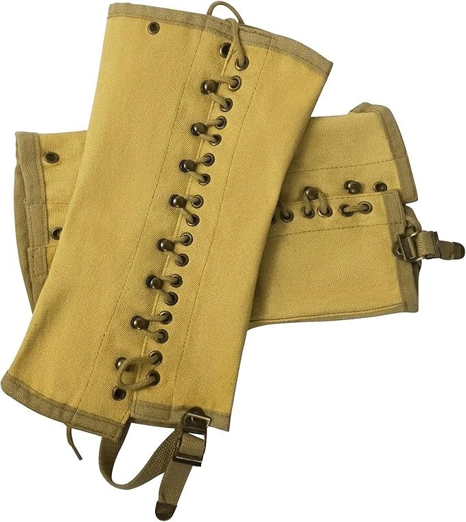 Canvas Leg Gaiters For Men WWII Reproduction M1936 Hiking Army Khaki Canvas, 3R