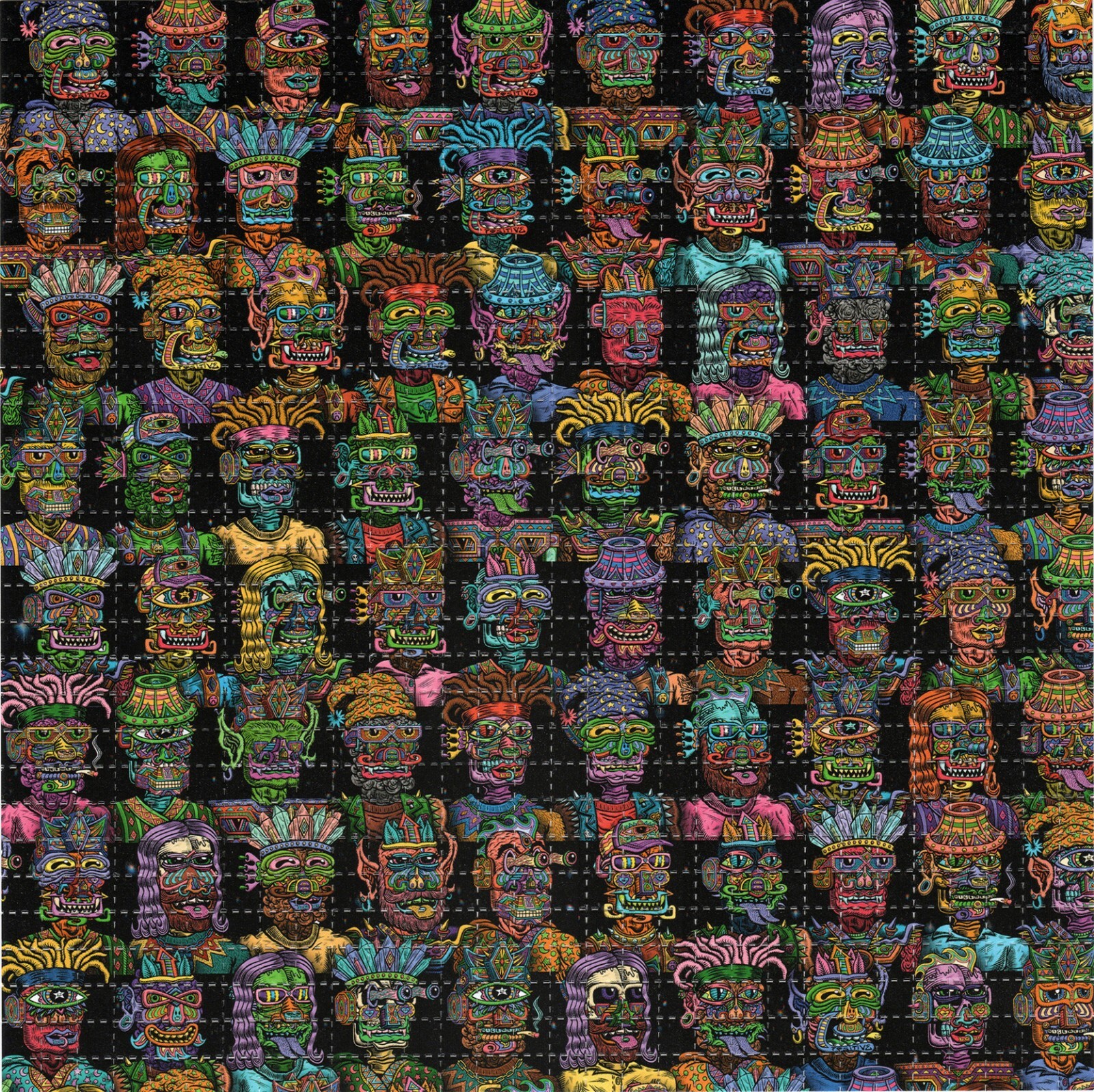 Galactic Gang by Chris Dyer BLOTTER ART perforated tabs psychedelic art
