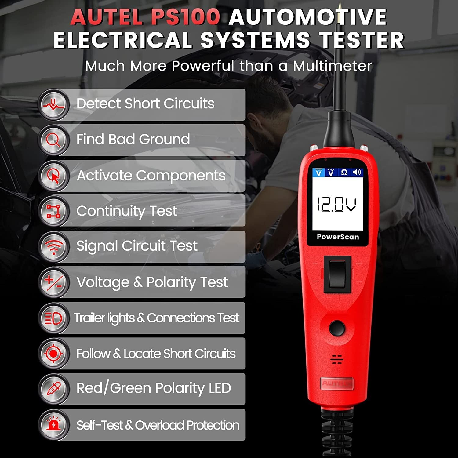 Autel PowerScan PS100 Automotive Circuit Tester Probe Electrical Diagnostic Tool