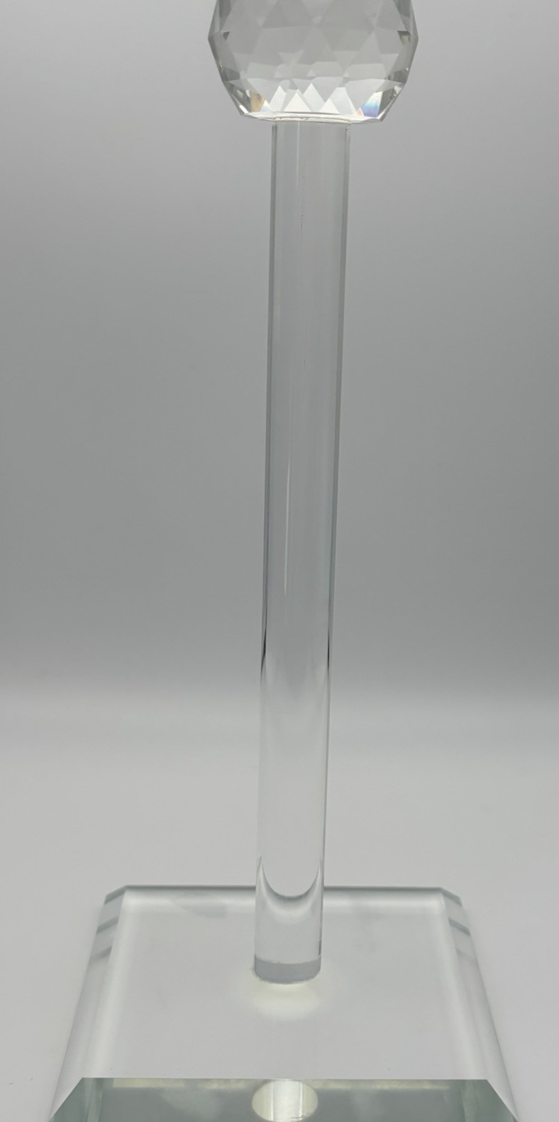 Crystal Faceted Candlesticks Pair 25cm Tall Modernist Art Glass