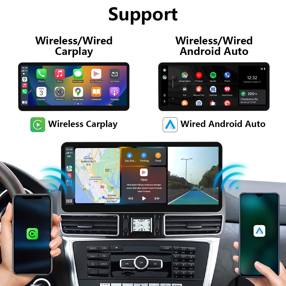 For Benz ML W166 GL X166 NTG4.x 12.3' Wireless CarPlay Multimedia TouchScreen