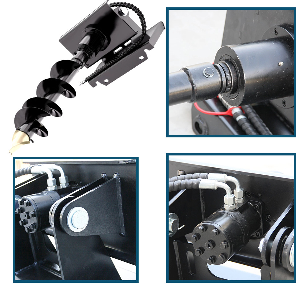 Hydraulic Auger 200mm Hole Diameter for Skid Steer Loader Hole Drilling USA New