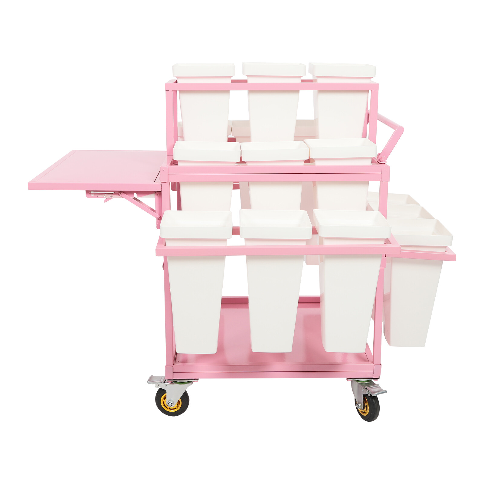 Metal Garden Cart Plant Stand Slide Out Rolling Flower Display Rack for Florist