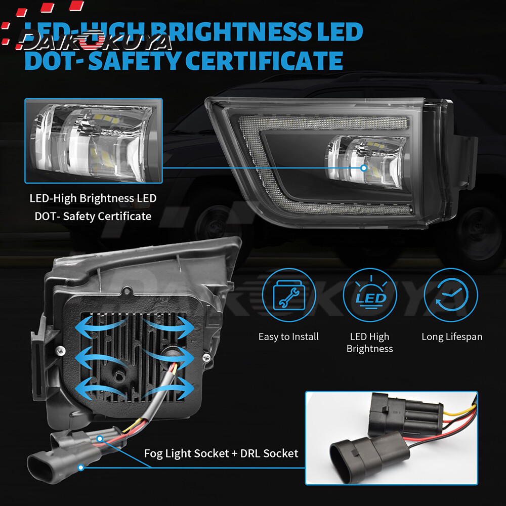 For 2003 2004 2005 Toyota 4 Runner LED Fog Lights+DRL Front Bumper Driving Lamps