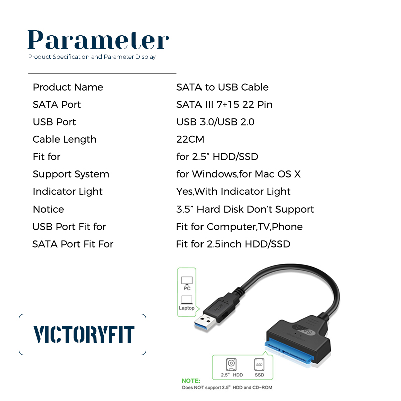USB 3.0 to 2.5" SATA III Hard Drive Adapter Cable/UASP -SATA to USB3.0 Converter