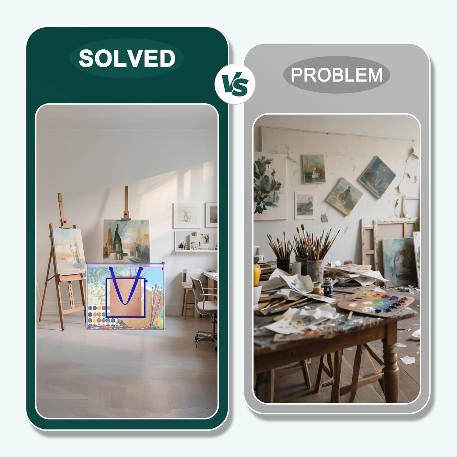 Large Poster Storage Bag, 25" x 19" Art Portfolio Bag with Pocket for Poster, Cu